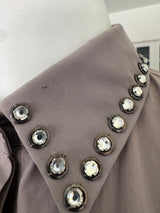 Gucci Grey Button down Shirt w/Detachable Rhinestone Collar