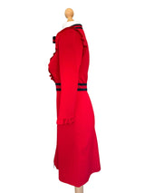Gucci Red Zip Front Jersey Dress w/Bow and Ruffle Details