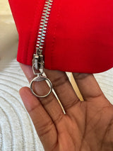 Gucci Red Zip Front Jersey Dress w/Bow and Ruffle Details