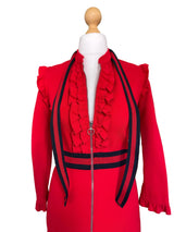 Gucci Red Zip Front Jersey Dress w/Bow and Ruffle Details