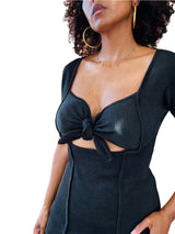 Vintage Claude Montana Black Cut Out Knot Front Top