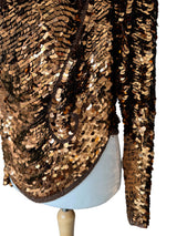 Copper Sequin Frank Usher Silk Draped Front Blouse