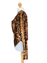 Copper Sequin Frank Usher Silk Draped Front Blouse