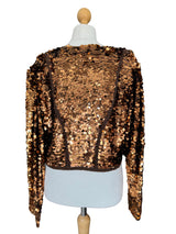 Copper Sequin Frank Usher Silk Draped Front Blouse