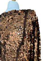 Copper Sequin Frank Usher Silk Draped Front Blouse
