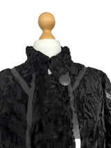 Vintage Black Persian Lamb and Leather Full Length Coat
