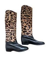 Vintage Maud Frizon Printed Pony Hair and Leather Riding Boots
