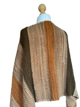 Vintage Woven Wool and Suede Poncho