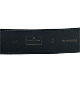 Vintage Charles Jourdan Black Belt w/Gold and Gunmetal Leaf Buckle