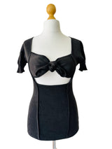 Vintage Claude Montana Black Cut Out Knot Front Top
