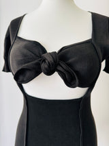 Vintage Claude Montana Black Cut Out Knot Front Top