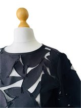 Moncler Black Floral Top w/Drawstring Waist