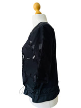 Moncler Black Floral Top w/Drawstring Waist