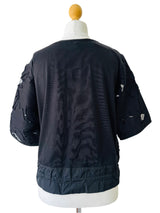 Moncler Black Floral Top w/Drawstring Waist