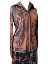 Emilio Pucci Brown & Black Print Top & Skirt Set