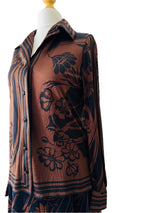 Emilio Pucci Brown & Black Print Top & Skirt Set