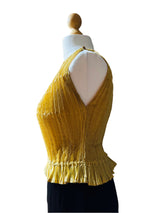 Y2K Yellow Accordion Pleated Top