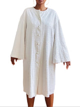 Vintage Nina Ricci White Bell Sleeved Logo Terrycloth Robe