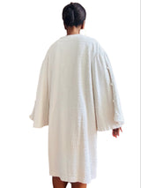 Vintage Nina Ricci White Bell Sleeved Logo Terrycloth Robe