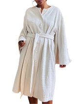 Vintage Nina Ricci White Bell Sleeved Logo Terrycloth Robe