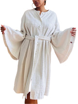 Vintage Nina Ricci White Bell Sleeved Logo Terrycloth Robe