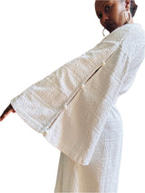 Vintage Nina Ricci White Bell Sleeved Logo Terrycloth Robe