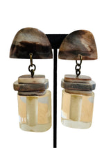 Vintage Organic Bead Clip On Earrings