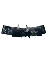 Vintage Ungaro Black Leather Star Studded Belt
