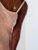 1930's Blush Pink Floral Print Silk Blend Teddy