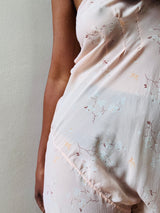 1930's Blush Pink Floral Print Silk Blend Teddy