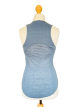 Balmain Periwinkle Blue Sleeveless Linen Knit Jersey Top