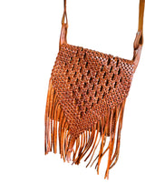 1970s Brown Leather Bohemian Fringed Crossbody Bag