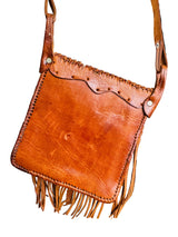 1970s Brown Leather Bohemian Fringed Crossbody Bag