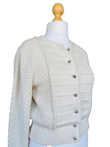 Vintage Textured Ivory Cardigan