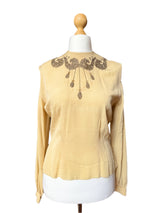 1940’s Beige Silk Crepe Embroidered Blouse