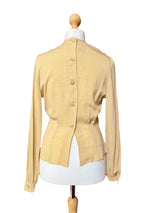 1940’s Beige Silk Crepe Embroidered Blouse