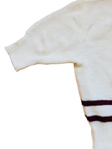 70s Ivory Fitted Square Neck Striped Sweater
