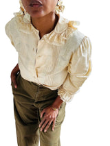 Vintage Silk Shantung Ruffled Blouse