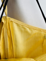 Vintage 1970s Buttercream Yellow Polka Dot Silk Tiered Gown