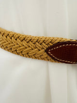 Vintage Woven Brown Leather Trimmed Belt