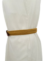 Vintage Woven Brown Leather Trimmed Belt