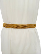 Vintage Woven Brown Leather Trimmed Belt