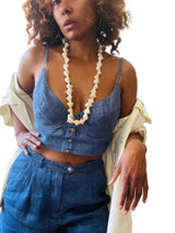 Vintage Escada Indigo Blue Linen Bustier