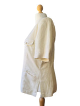 Vintage Ivory Linen Blend Short Sleeved Shell Embroidered Blazer