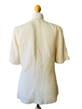 Vintage Ivory Linen Blend Short Sleeved Shell Embroidered Blazer