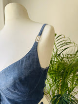 Vintage Escada Indigo Blue Linen Bustier