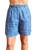 Vintage Escada Indigo Blue Linen Shorts