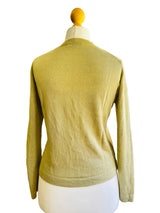 Vintage Yves Saint Laurent Beige Fitted V-Neck Cardigan