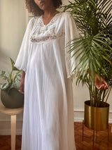 Vintage White Pleated Lace Trimmed Nightgown