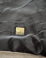 Kooba Black Leather Fan Clutch Bag w/Silver Trim
